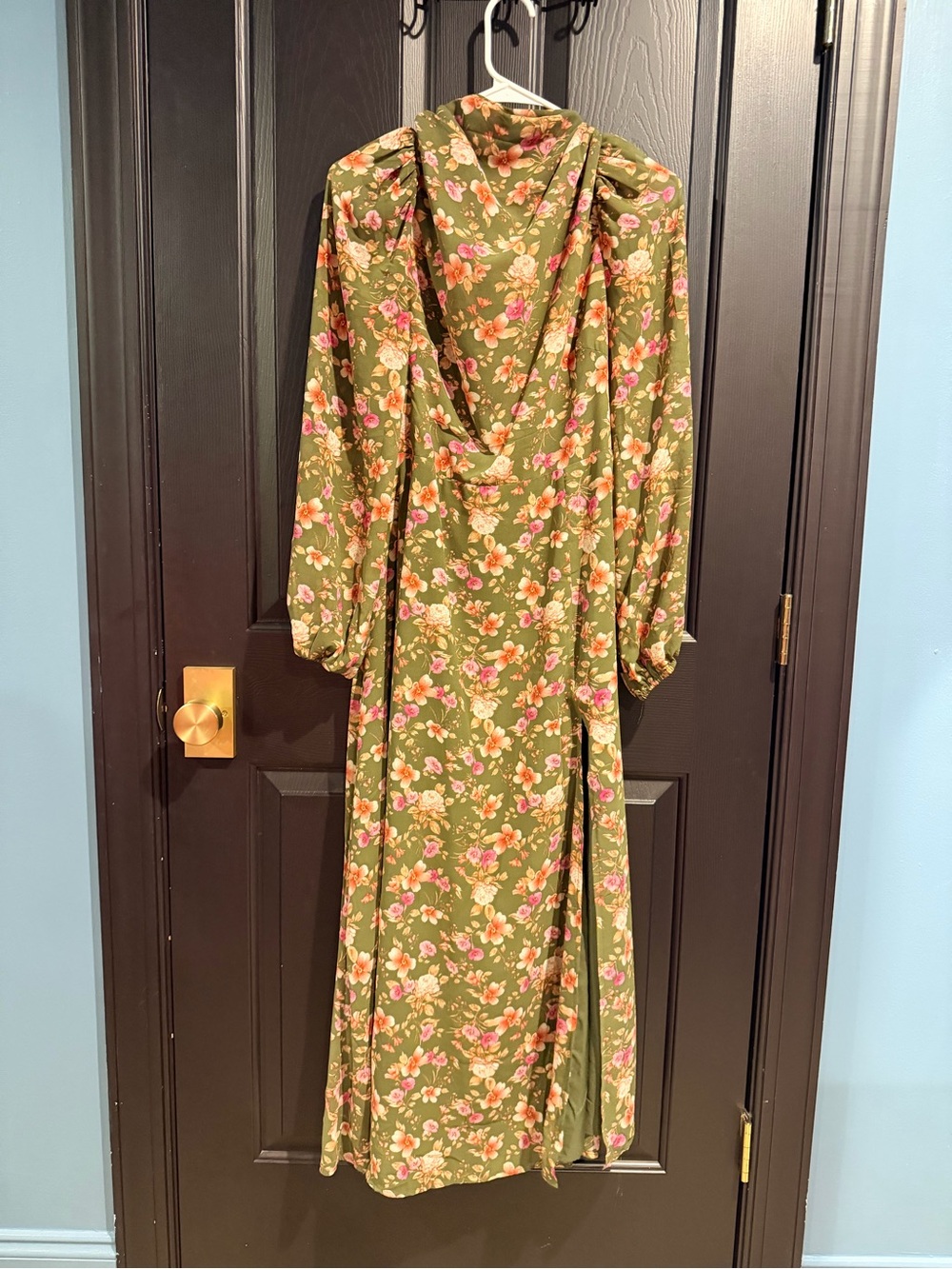 Forever 21 Olive Green Floral Maxi Dress